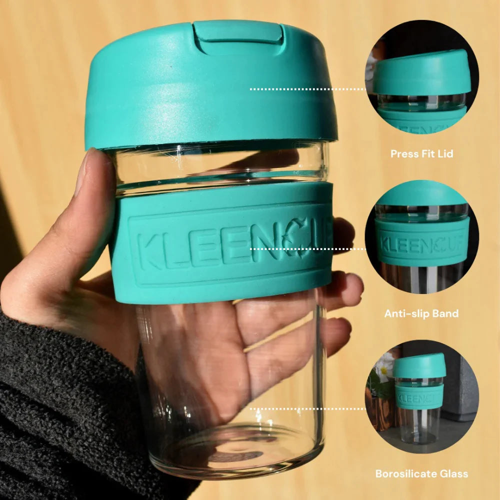 Glass coffee travel mugs with lids