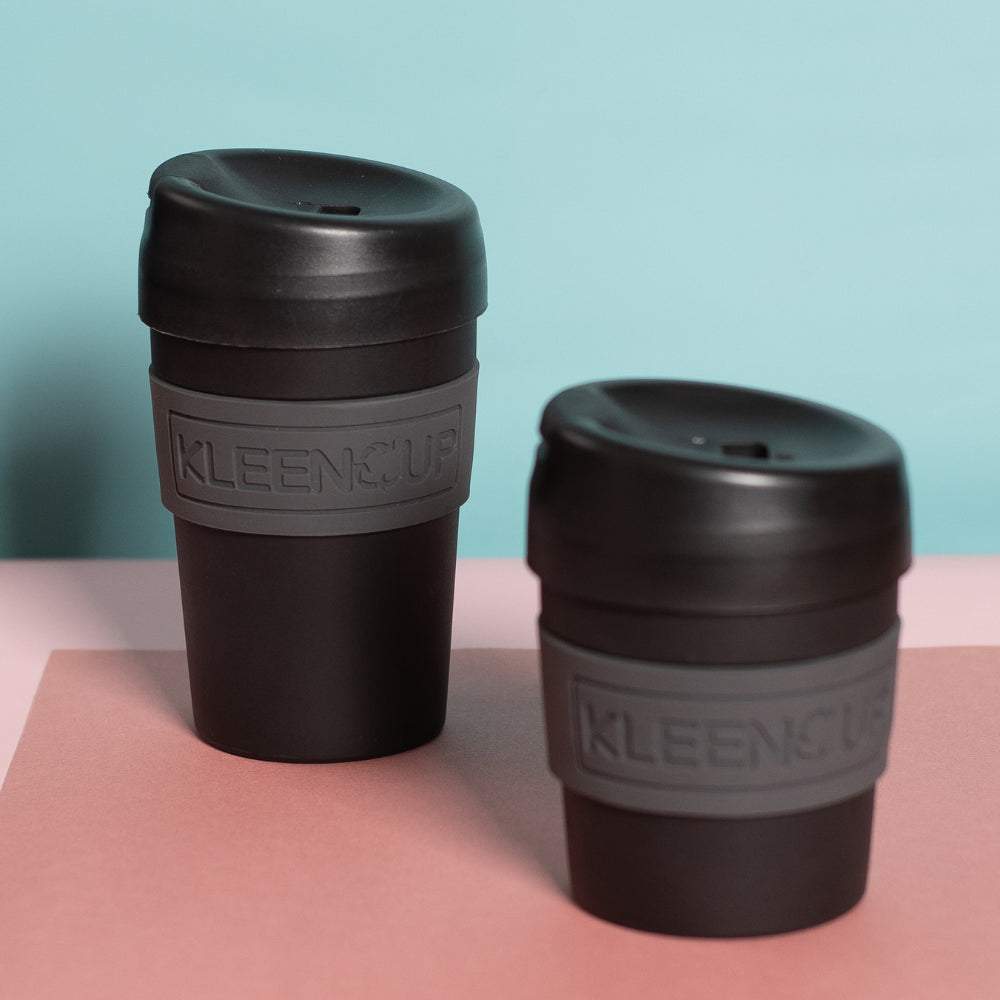 KleenCup Black Reusable travel mugs BPAfree Coffee Cup with lid
